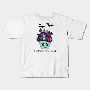 Cute and creepy Halloween RIP cup cake - Really Into Partying Kids T-Shirt